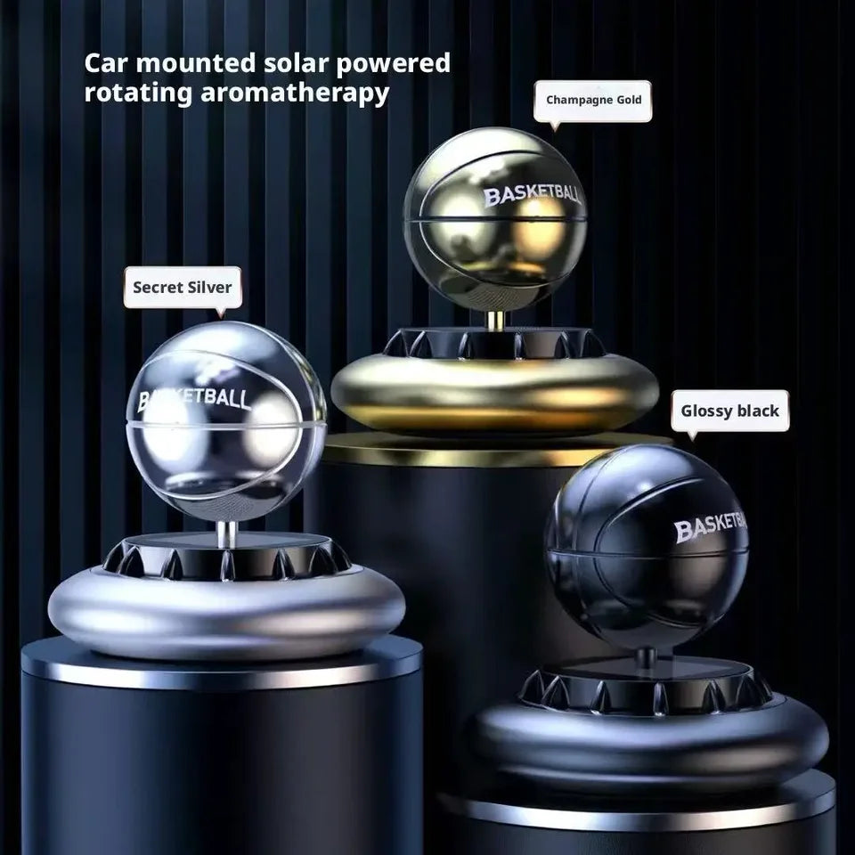 Car Solar Powered Basketball Aromatherapy Diffuser Air Freshener Ornament for Car Odor Eliminator Air Purifying Car Accessories