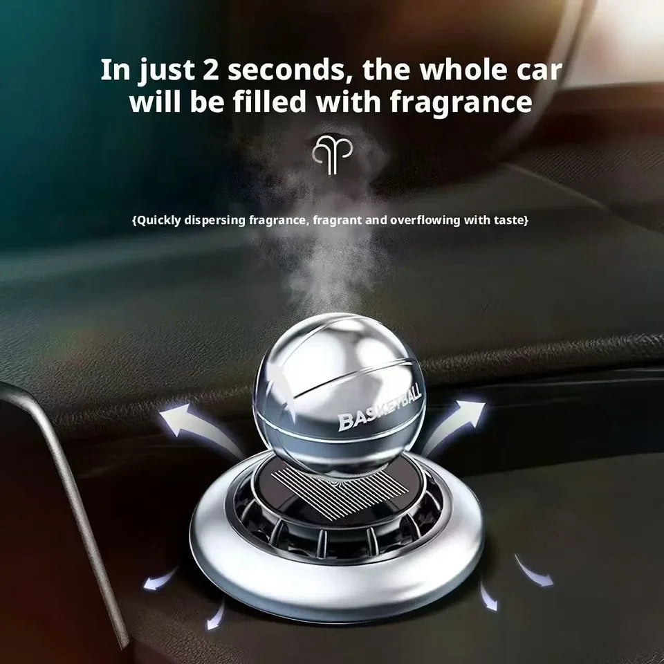 Car Solar Powered Basketball Aromatherapy Diffuser Air Freshener Ornament for Car Odor Eliminator Air Purifying Car Accessories