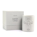 Santa Cruz Scented Candle with Prayer and Prayer Coin - Nadu Sandalwood in Decorative, Concrete Jar - Soy Coconut Aromatherapy