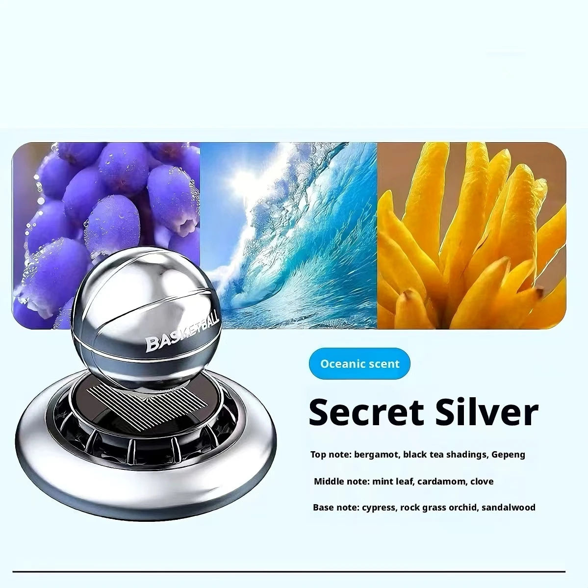Car Solar Powered Basketball Aromatherapy Diffuser Air Freshener Ornament for Car Odor Eliminator Air Purifying Car Accessories
