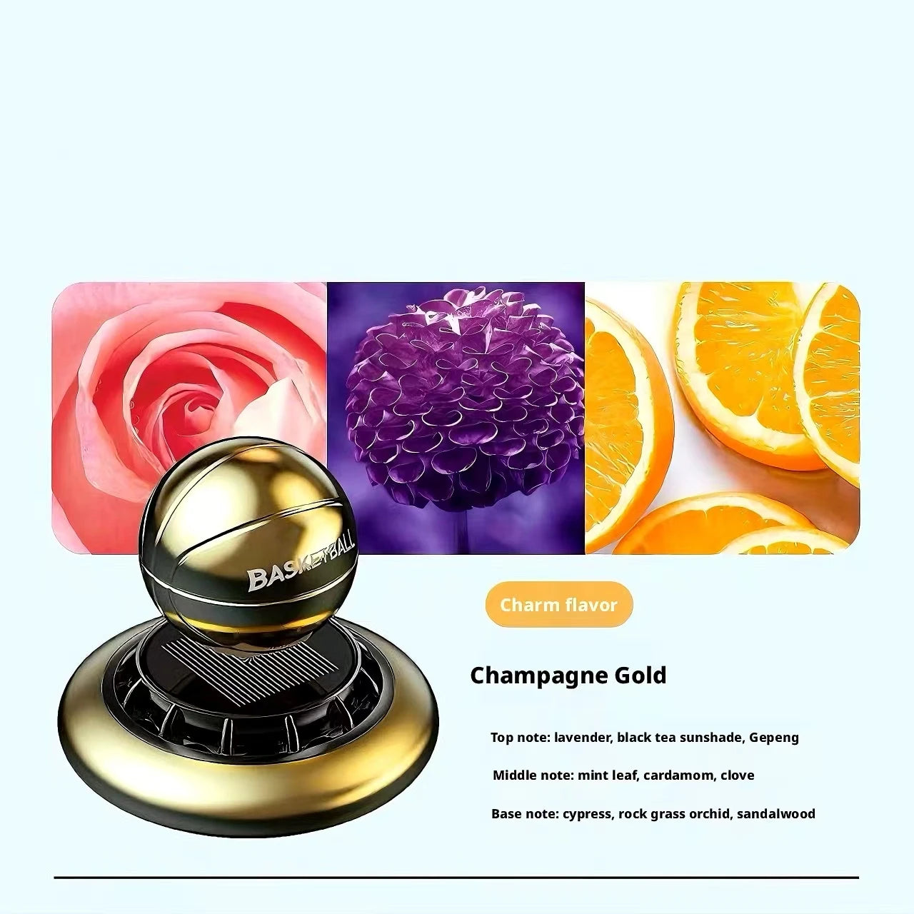 Car Solar Powered Basketball Aromatherapy Diffuser Air Freshener Ornament for Car Odor Eliminator Air Purifying Car Accessories